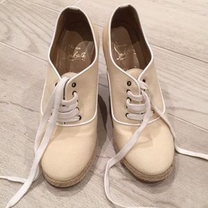 Christian Louboutin Lace Up canvas wedges